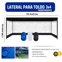 Lateral toldo 3x4 trasparente