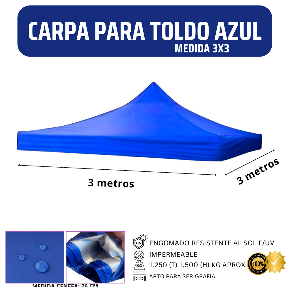 Repuesto Techo Toldo 3x3 Azul Repuesto Techo Toldo 3x3 Azul