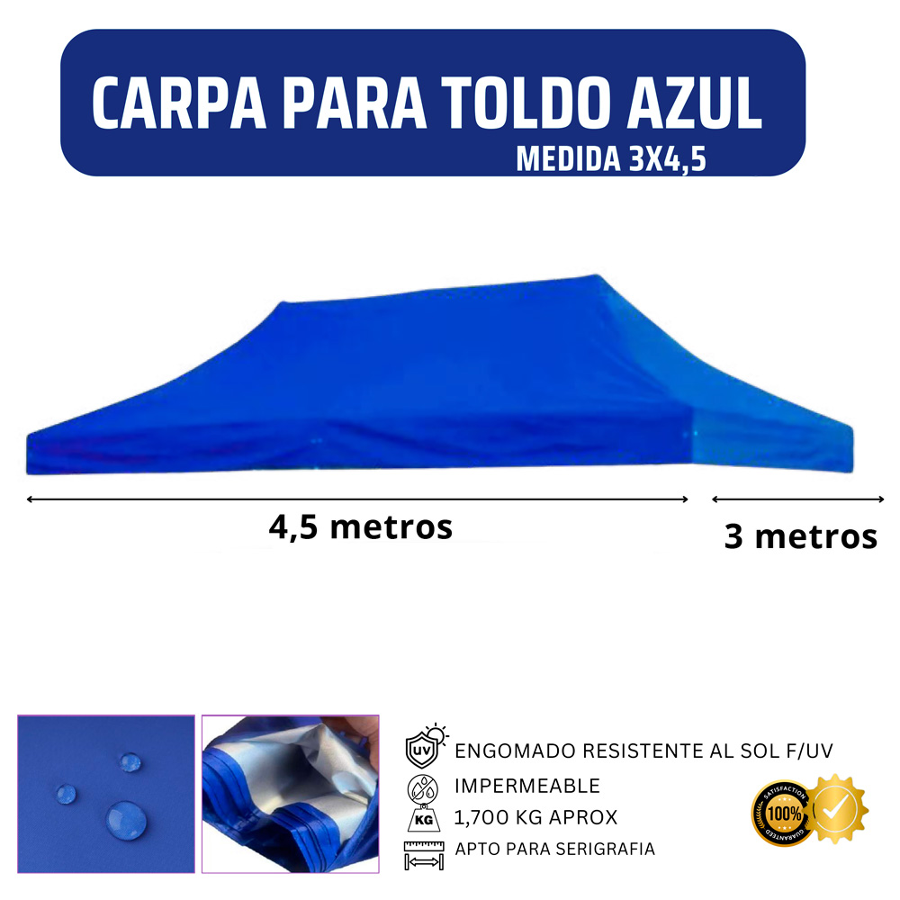 Repuesto Techo Toldo 3x4.5 Azul Repuesto Techo Toldo 3x4.5 Azul