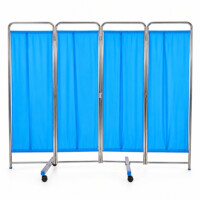 Biombo Separador 4 Cuerpos Acero Inoxidable Azul