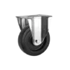 Rueda Goma Elástica Negra Núcleo Nylon 125 mm Placa Fija