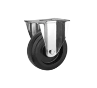 Rueda Goma Elástica Negra Núcleo Nylon 100 mm Placa Fija
