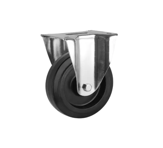 Rueda Goma Elástica Negra Núcleo Nylon 80 mm Placa Fija Rueda Goma Elástica Negra Núcleo Nylon 80 mm Placa Fija