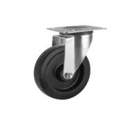 Rueda Goma Elástica Negra Núcleo Nylon 125 mm Placa Giratoria