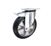 Rueda Goma Elástica Núcleo Aluminio 250 mm Placa Giratoria Freno