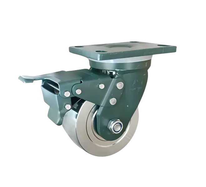 Rueda Monobloque Acero Forjado Placa Giratoria con Freno 125 mm Rueda Monobloque Acero Forjado Placa Giratoria con Freno 125 mm