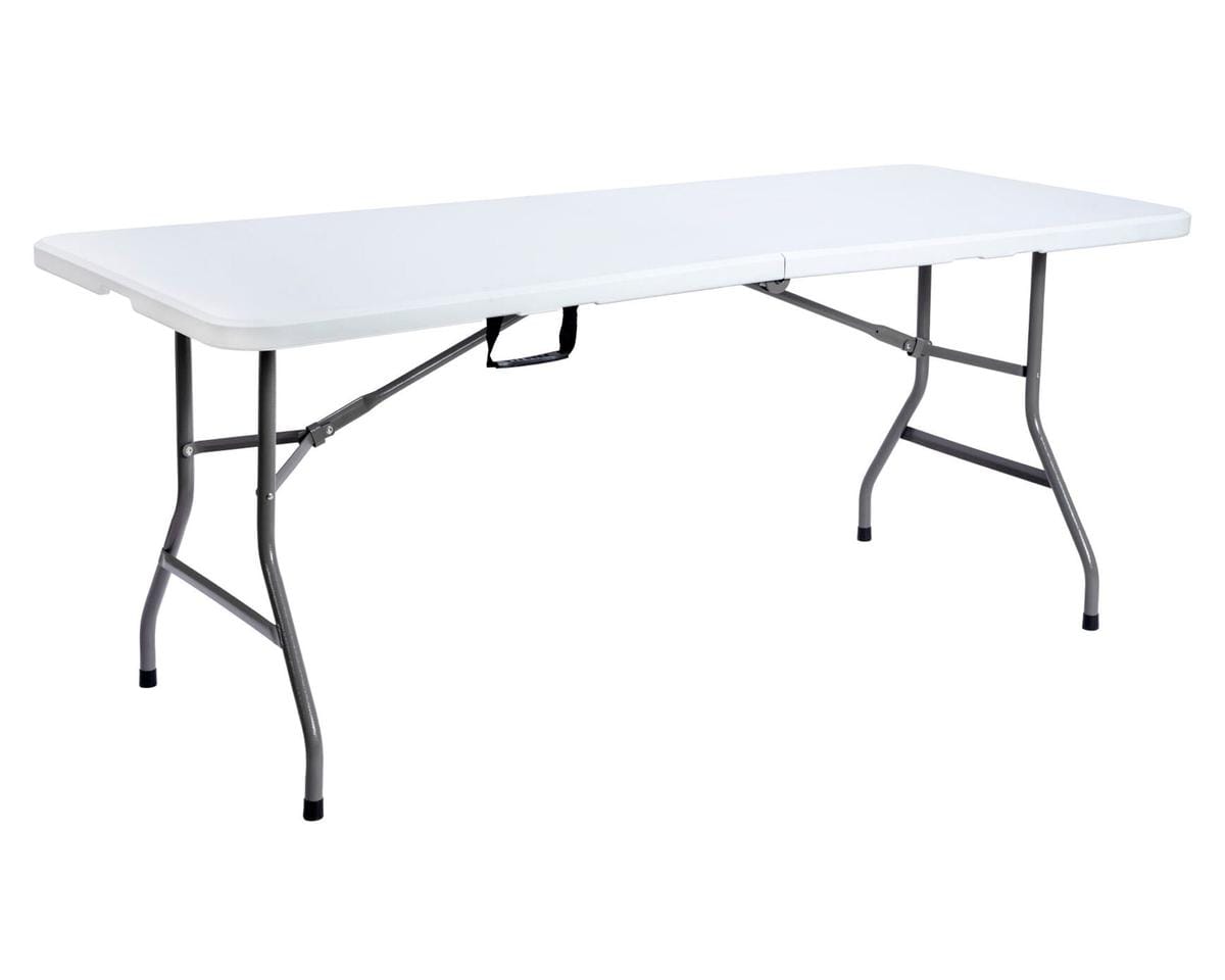 Mesa Plegable Blanca 1.80M Portátil y con Asas de Transporte Mesa Plegable Blanca 1.80M