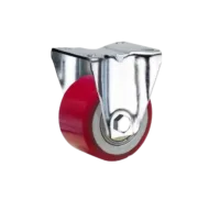 Rueda PU Rojo Núcleo Hierro Fundido Placa Fija 80 mm