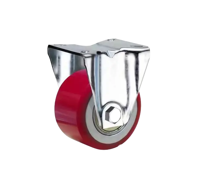 Rueda PU Rojo Núcleo Hierro Fundido Placa Fija 80 mm Rueda PU Rojo Núcleo Hierro Fundido Placa Fija 80 mm