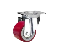 Rueda PU Rojo Núcleo Hierro Fundido Placa Giratoria 80 mm