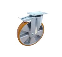Rueda Poliuretano Reforzado Aluminio 250 mm Placa Giratoria Freno