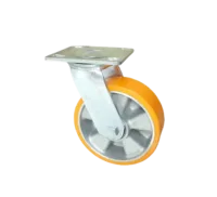 Rueda Carga Media PU Reforzado Aluminio 200 mm Placa Giratoria