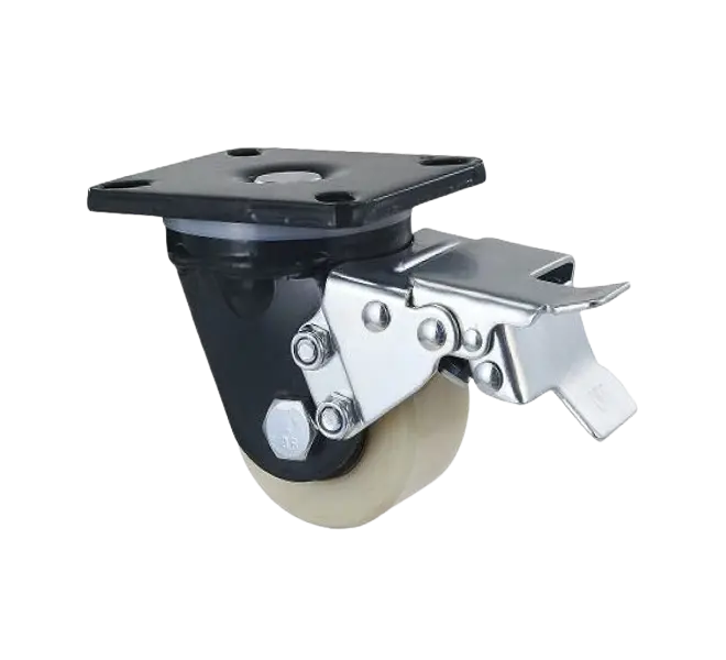 Rueda RHINO Banda Nylon MC Placa Giratoria Con Freno 75 mm Rueda RHINO Banda Nylon MC Placa Giratoria Con Freno 75 mm
