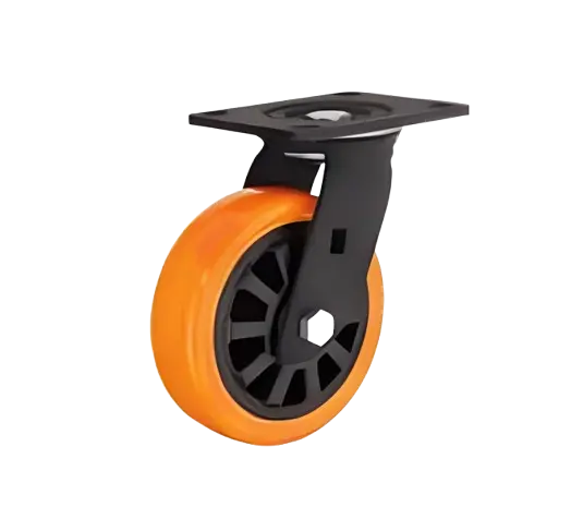 Rueda ORANGE Banda PU Núcleo PP 100 mm Placa Giratoria Rueda ORANGE Banda PU Núcleo PP 100 mm Placa Giratoria