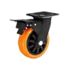 Rueda ORANGE Banda PU Núcleo PP 125 mm Placa Giratoria Freno