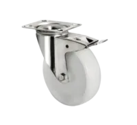 Rueda Poliamida 100 mm Placa Giratoria con Freno Acero Inox 304