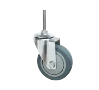 Rueda Goma TPR 100 mm Acero Inox 304 Perno Pasante M10 Placa Giratoria