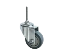 Rueda Goma TPR 75 mm Acero Inox 304 Perno Pasante M10 Placa Giratoria