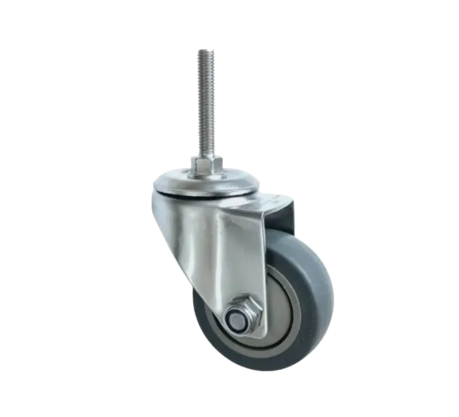 Rueda Goma TPR 75 mm Acero Inox 304 Perno Pasante M10 Placa Giratoria Rueda Goma TPR 75 mm Acero Inox 304 Perno Pasante M10 Placa Giratoria
