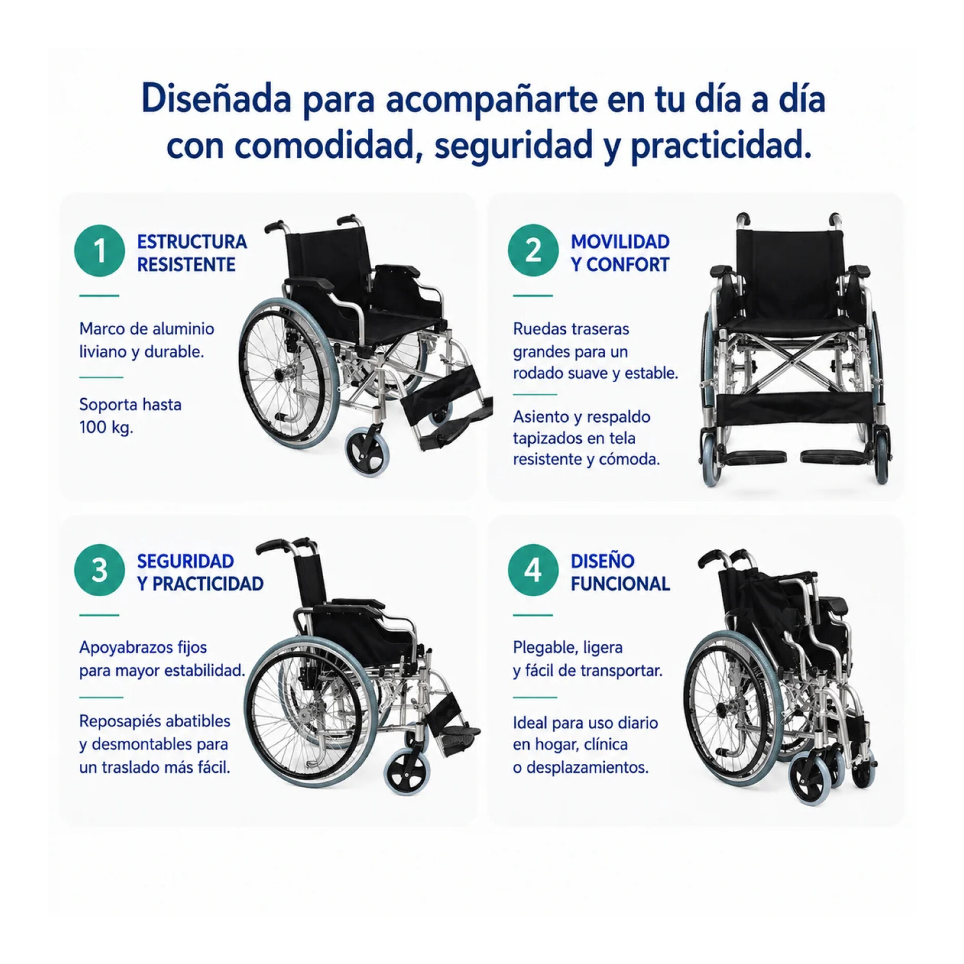 Silla De Ruedas Aluminio Liviana Desmontable Deluxe Silla De Ruedas Aluminio