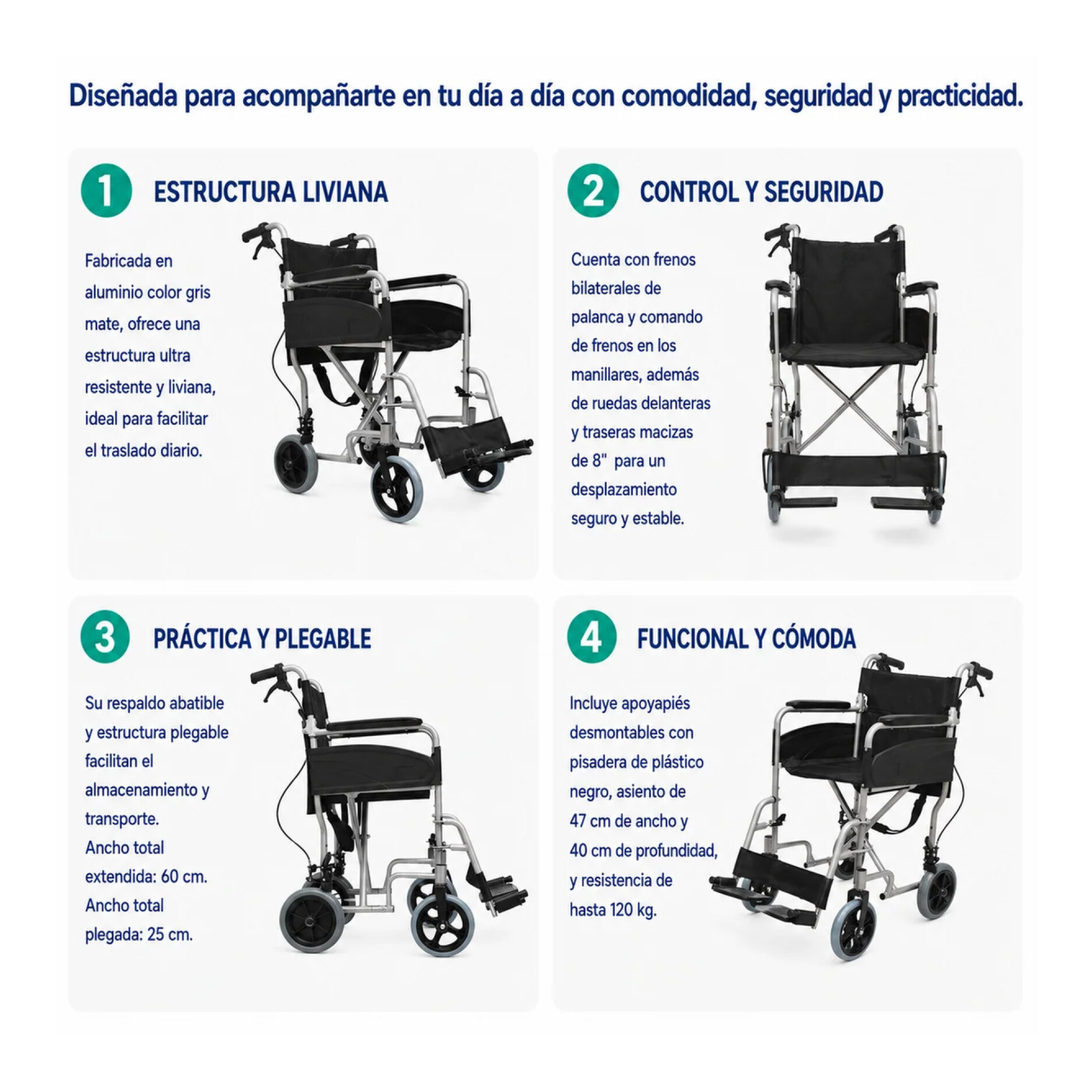 Silla De Ruedas De Traslado Estándar Liviana — Chile Silla De Ruedas De