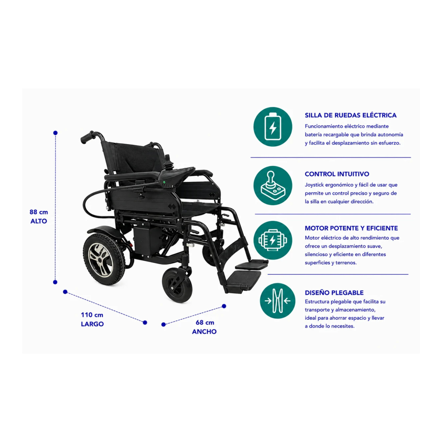 Silla De Ruedas Eléctrica B1 Premium Azul Silla De Ruedas Eléctrica
