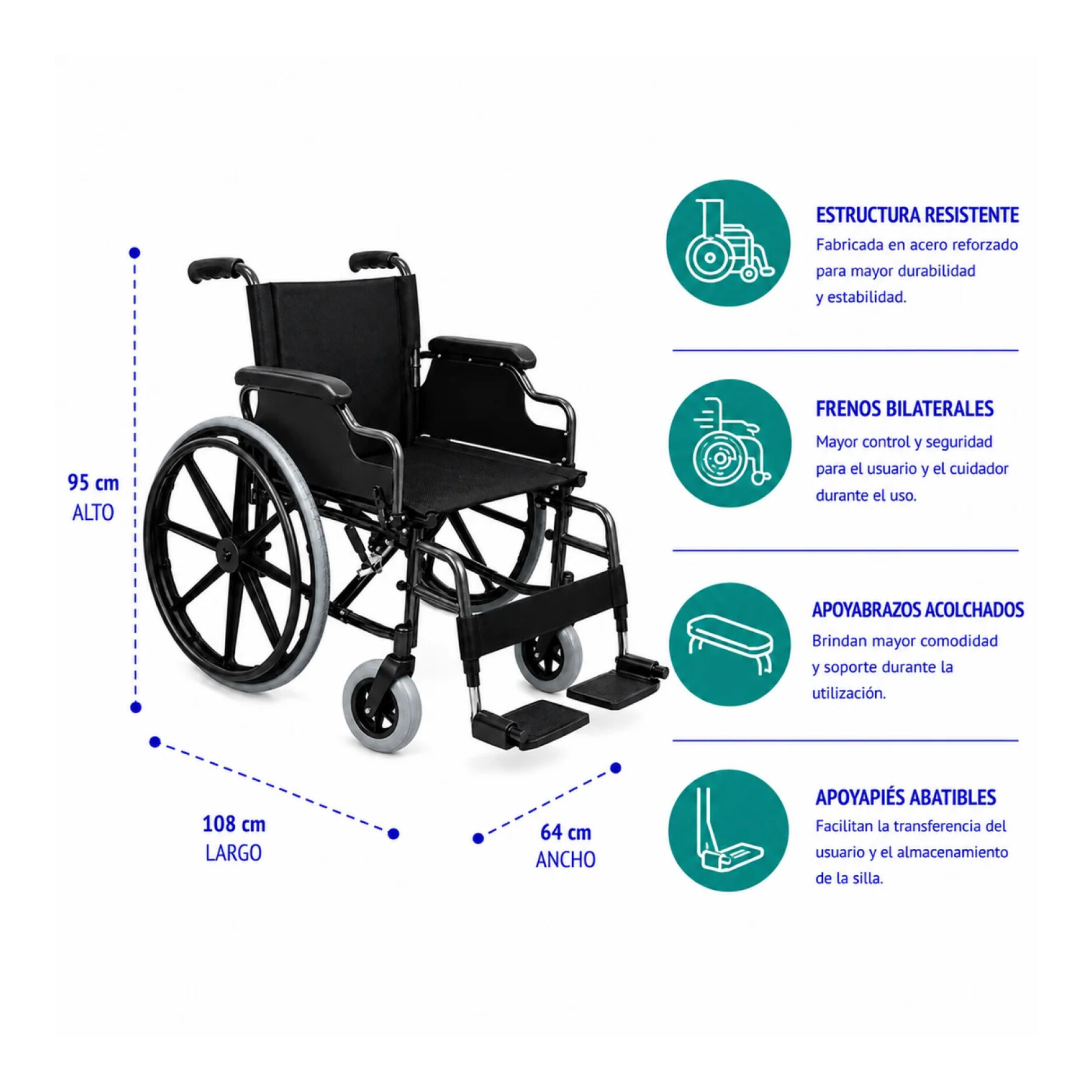 Silla De Ruedas Estandar Desmontable Abatible Strong Silla De Ruedas Estandar