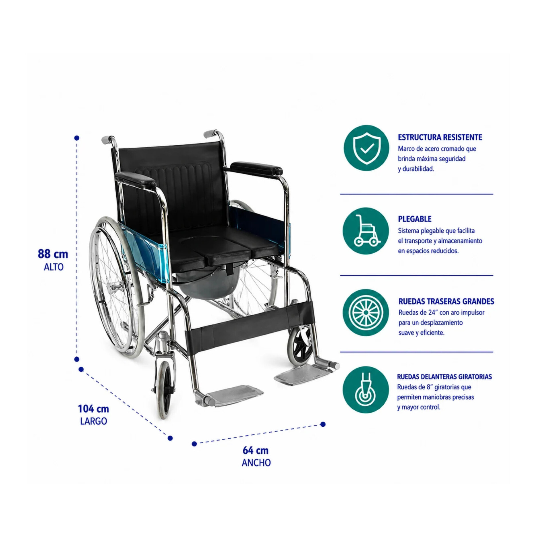 Silla De Ruedas Estándar Eco Con Baño — Chile Silla De Ruedas Estándar
