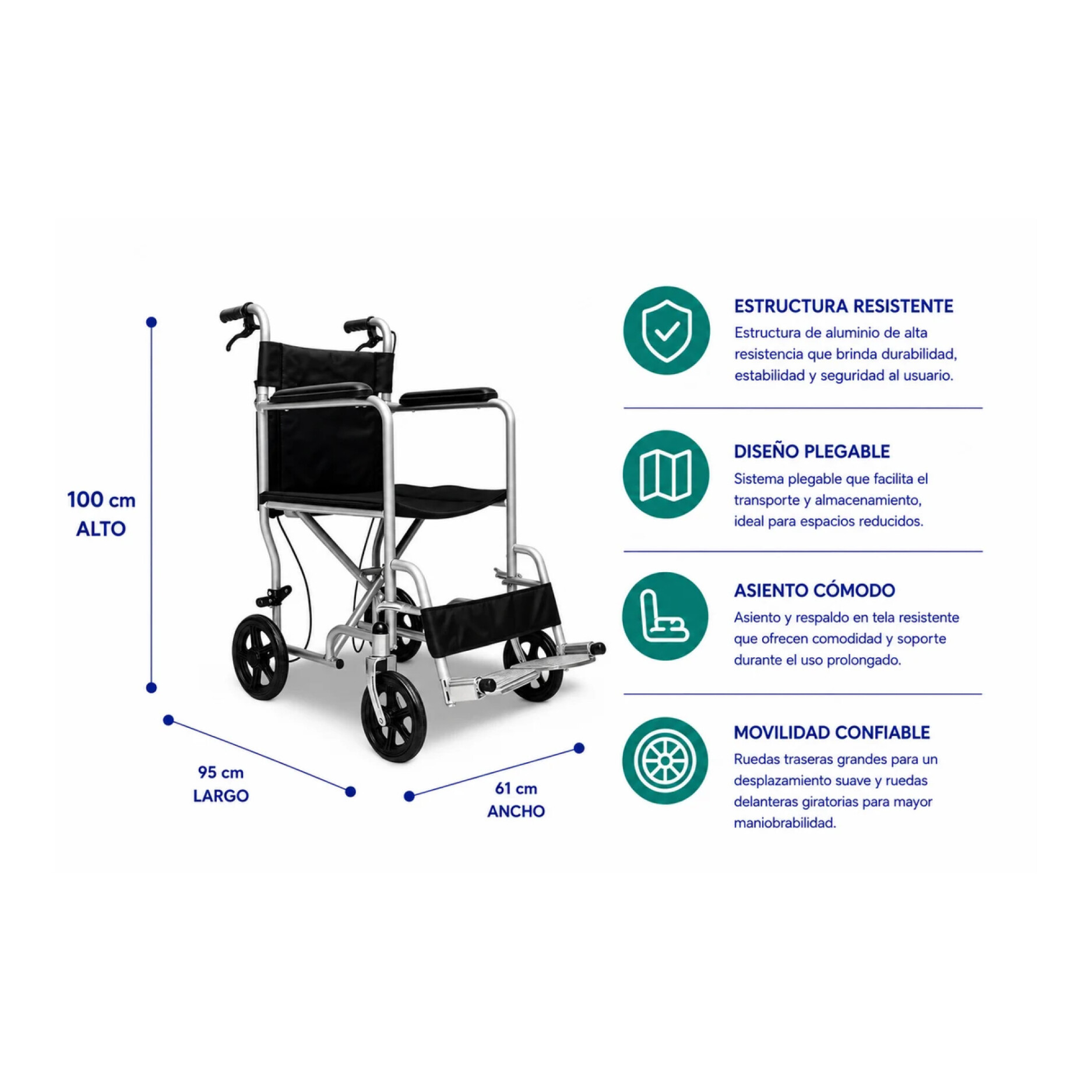 Silla De Ruedas Traslado Geriátrica Plegable Start Silla De Ruedas Traslado