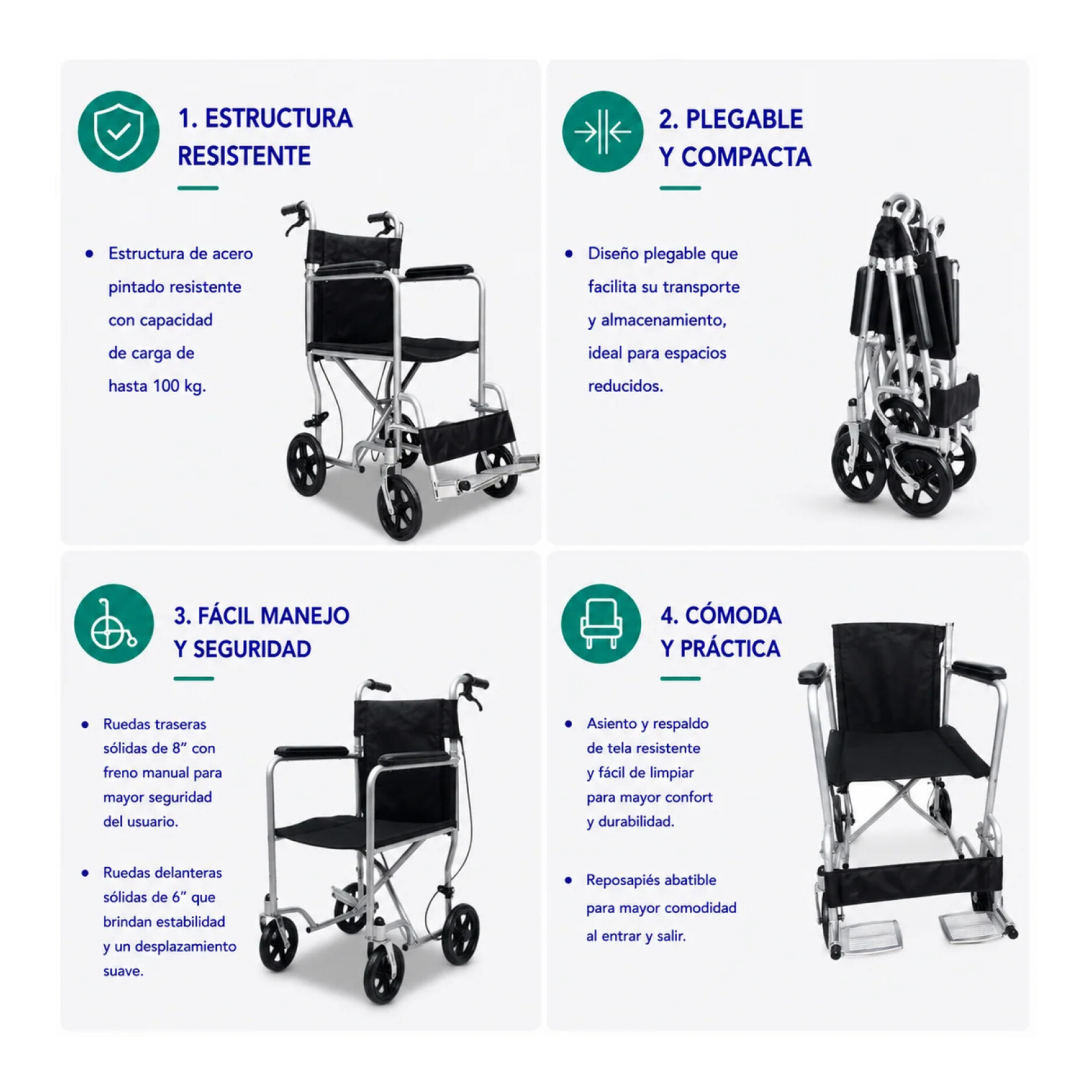 Silla De Ruedas Traslado Geriátrica Plegable Start Silla De Ruedas Traslado